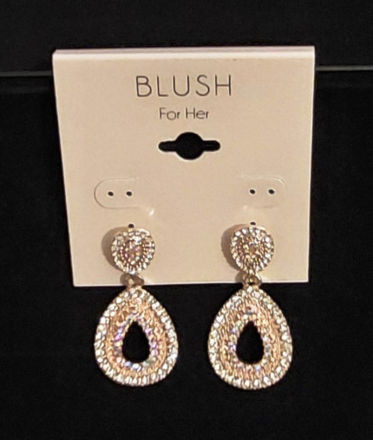 Z Fashion Jewelry Rosegold Crystal Teardrop Earrings