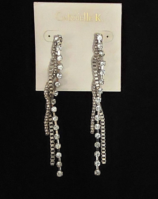 Z Fashion Jewelry Gabrielle K. Long Crystal 3-Strand Dangling Earrings