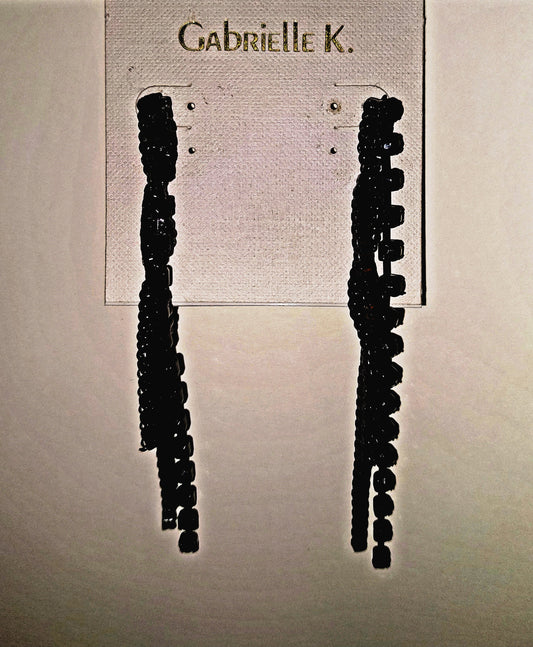 Z Fashion Jewelry Gabrielle K. Long Black 3-Strand Dangling Earrings