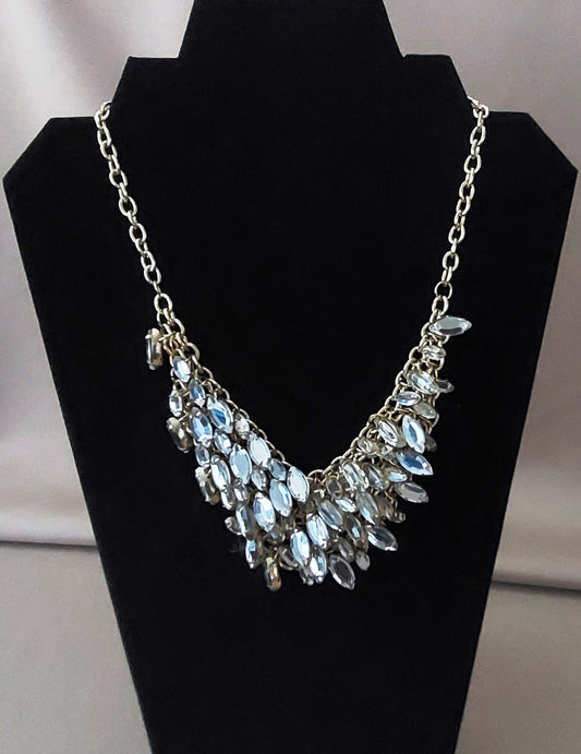 Z Fashion Jewelry Stacked Crystal Teardrops Necklace