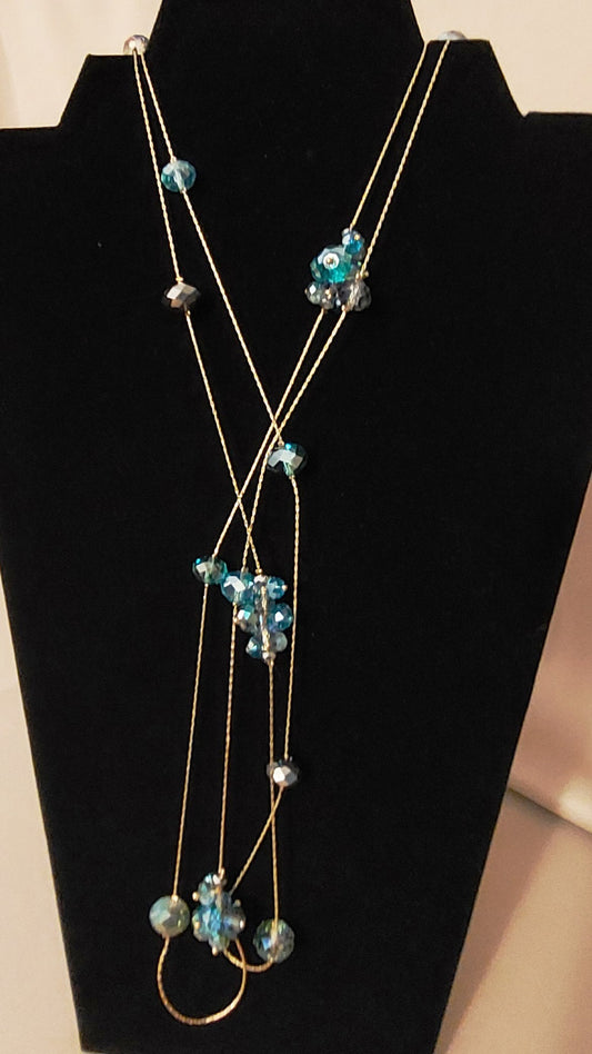 Z Fashion Jewelry Gold with Bluegreen Beads